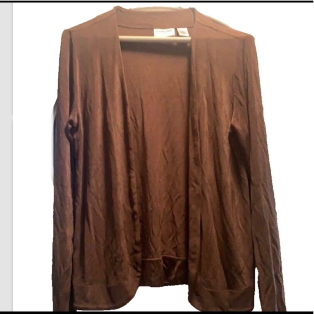 CHICO’S TRAVELERS BROWN SLINKY  BLAZER 0